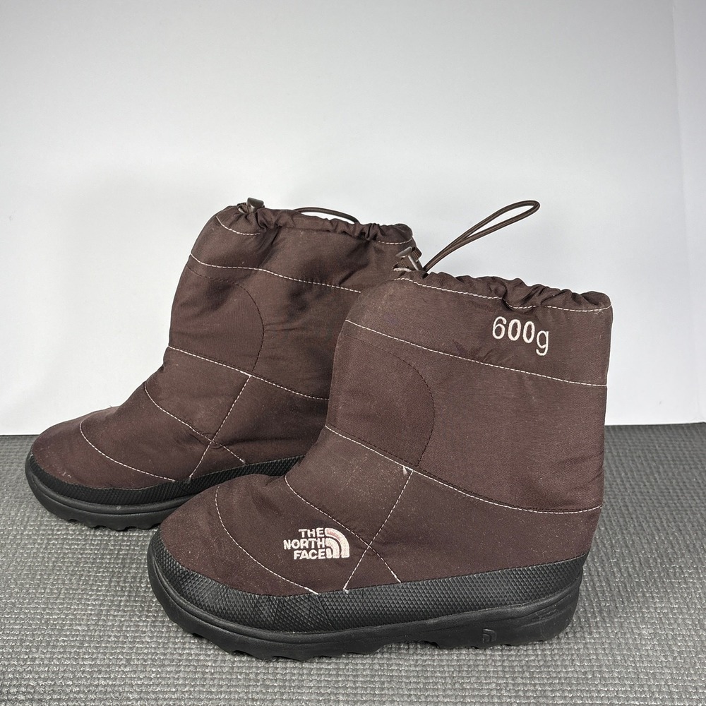 The North Face Nuptse Après Booties Girls Size 5‎ Brown 600g Insulation Outdoor